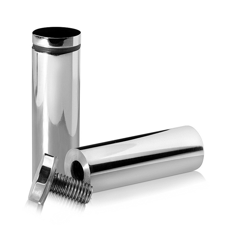 7/8'' Diameter X 2-1/2'' Barrel Length, Stainless Steel Polished Finish. Easy Fasten Standoff (For Inside Use Only) [Required Material Hole Size: 7/16'']