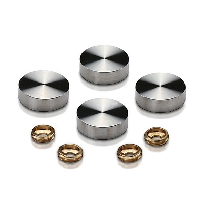 Set of 4 Screw Cover Diameter 7/8'', Satin Brushed Stainless Steel Finish (Indoor Use Only)