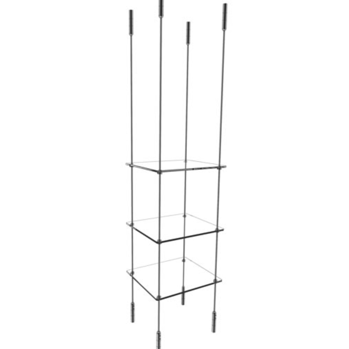 Stainless Steel, 3 Shelf, Floating Glass Shelf Kit 12'' x 12'' MBS Standoffs