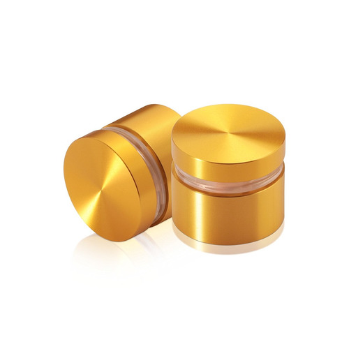 1'' Diameter X 1/2'' Barrel Length, Aluminum Flat Head Standoffs, Gold Anodized Finish Easy Fasten Standoff (For Inside / Outside use) Tamper Proof Standoff [Required Material Hole Size: 7/16'']