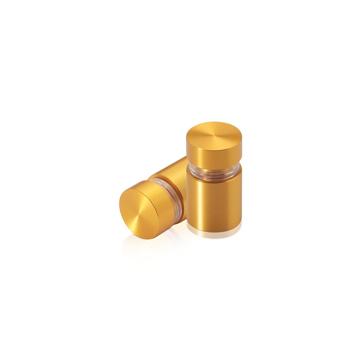 1/2'' Diameter X 1/2'' Barrel Length, Aluminum Flat Head Standoffs, Gold Anodized Finish Easy Fasten Standoff (For Inside / Outside use) Tamper Proof Standoff [Required Material Hole Size: 3/8'']