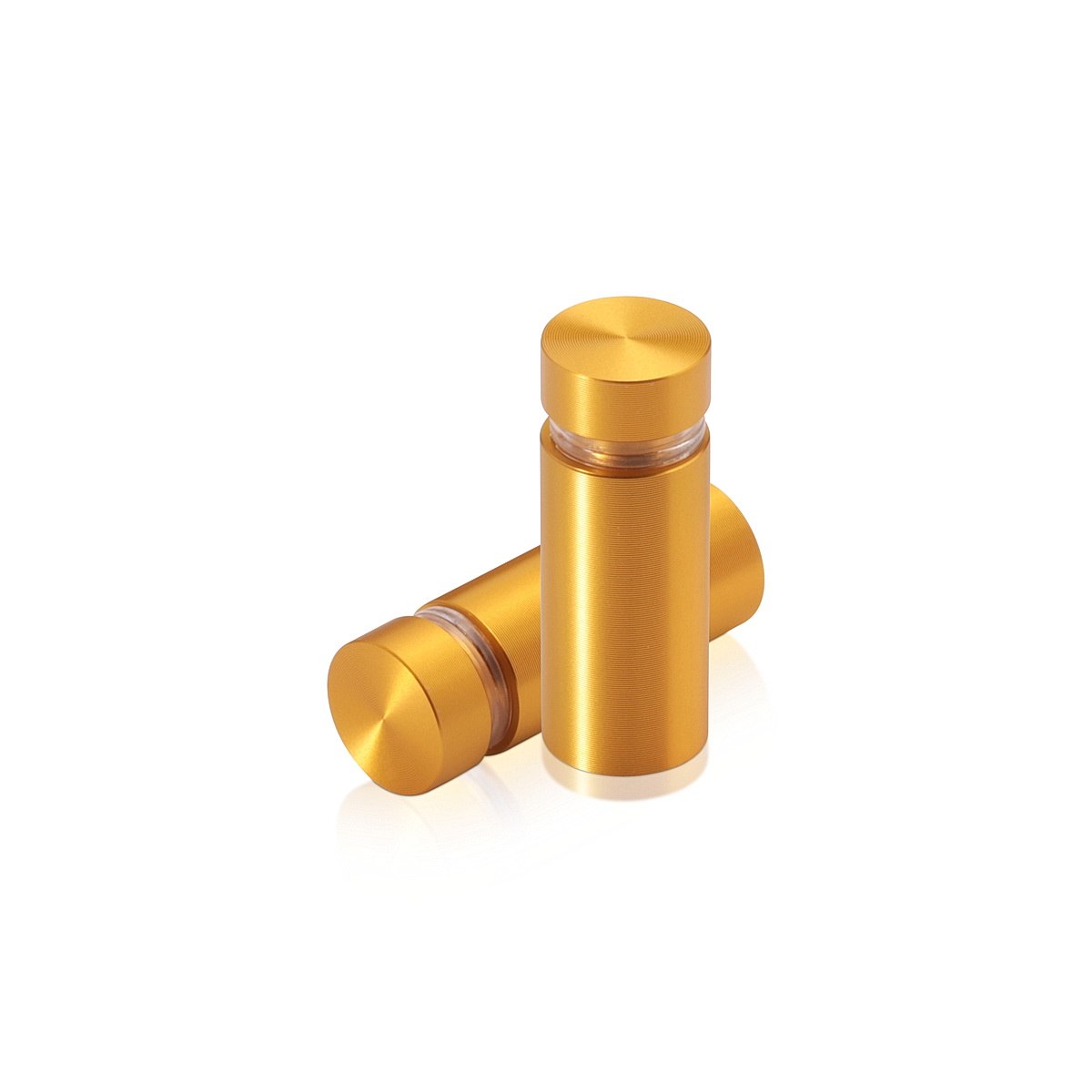 1/2'' Diameter X 1'' Barrel Length, Aluminum Flat Head Standoffs, Gold Anodized Finish Easy Fasten Standoff (For Inside / Outside use) Tamper Proof Standoff [Required Material Hole Size: 3/8'']