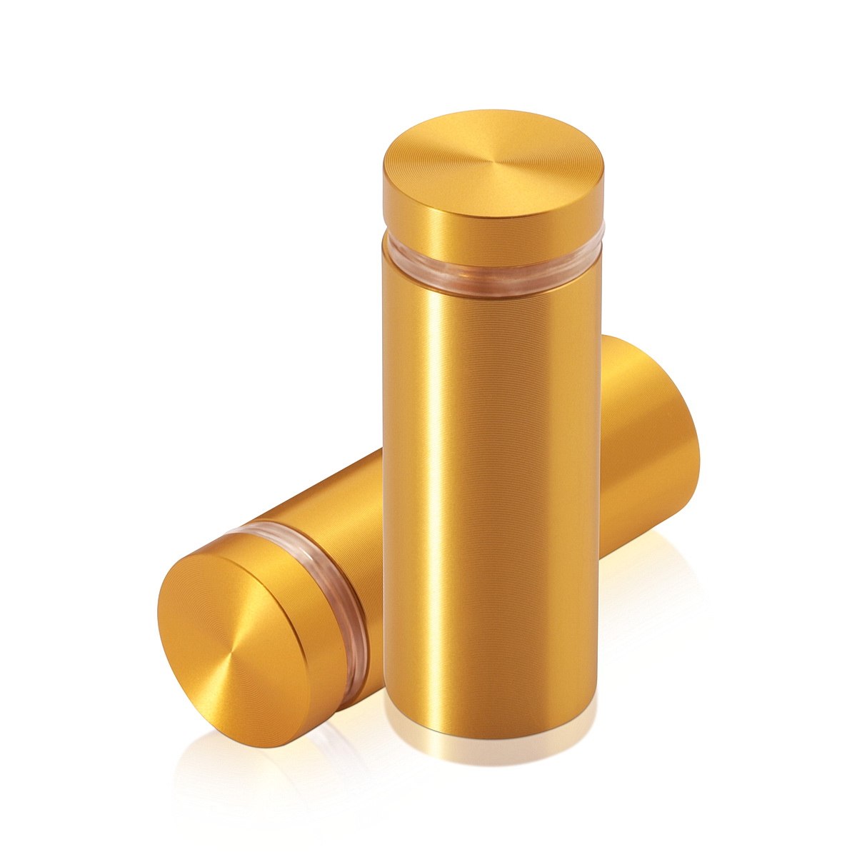 3/4'' Diameter X 1-3/4'' Barrel Length, Aluminum Flat Head Standoffs, Gold Anodized Finish Easy Fasten Standoff (For Inside / Outside use) Tamper Proof Standoff [Required Material Hole Size: 7/16'']