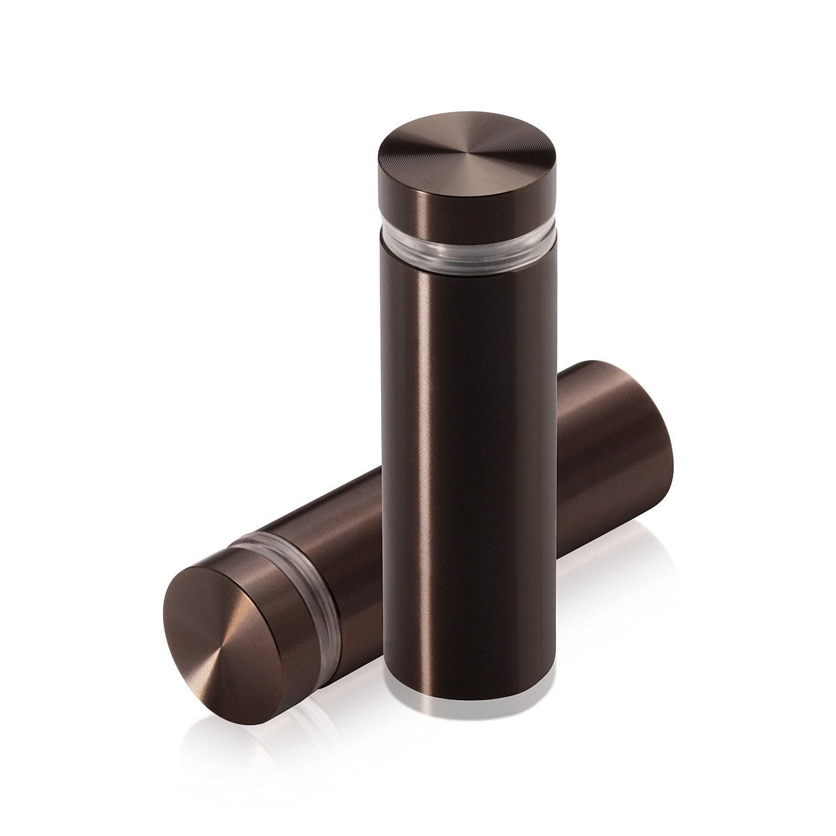 5/8'' Diameter X 1-3/4'' Barrel Length, Aluminum Flat Head Standoffs, Bronze Anodized Finish Easy Fasten Standoff (For Inside / Outside use) Tamper Proof Standoff [Required Material Hole Size: 7/16'']