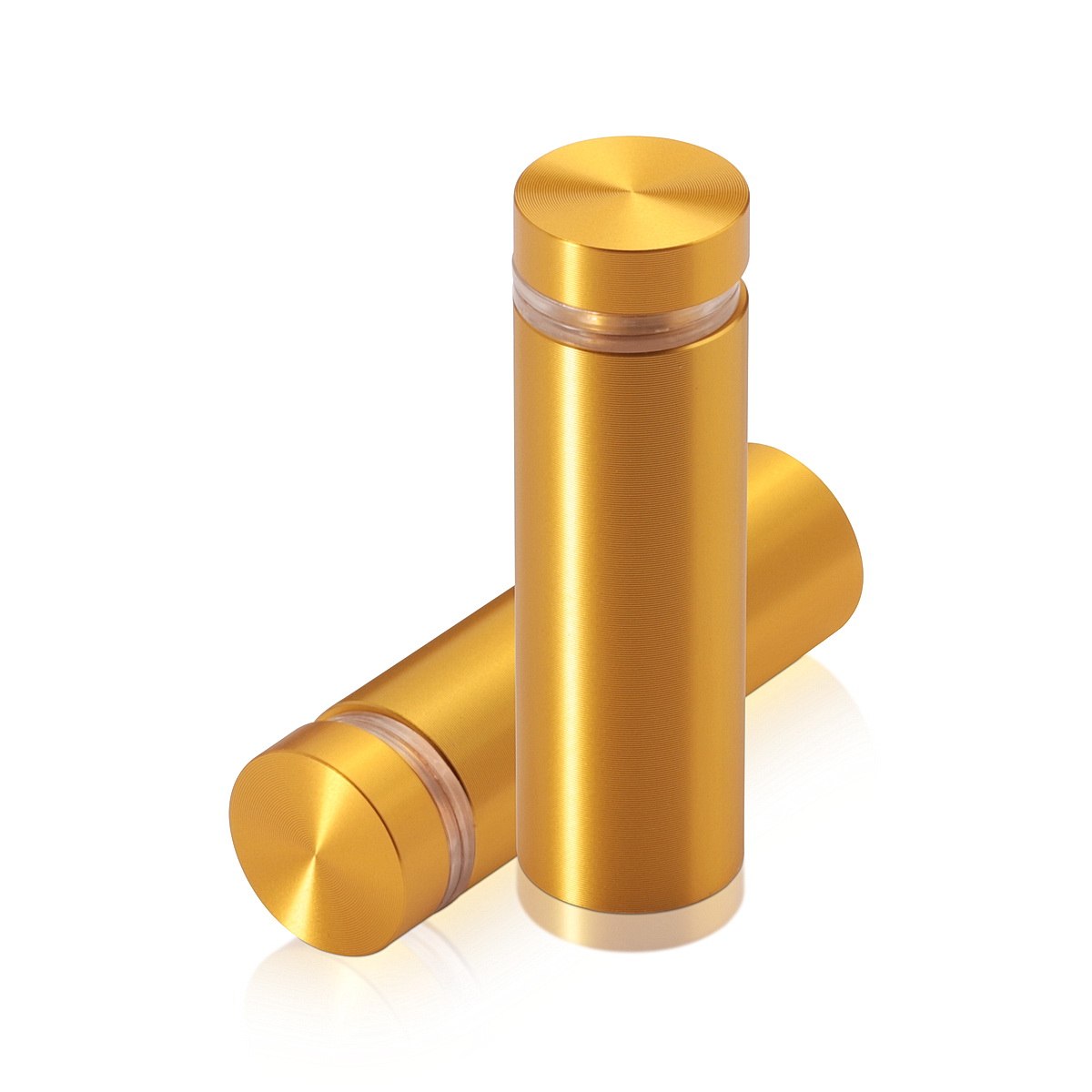 5/8'' Diameter X 1-3/4'' Barrel Length, Aluminum Flat Head Standoffs, Gold Anodized Finish Easy Fasten Standoff (For Inside / Outside use) Tamper Proof Standoff [Required Material Hole Size: 7/16'']