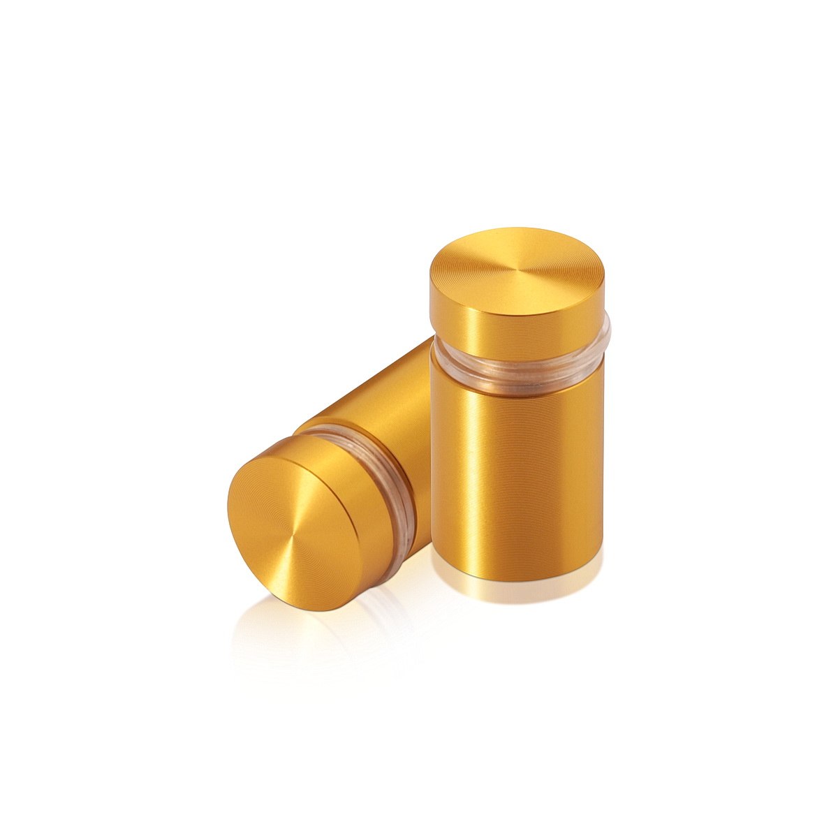 5/8'' Diameter X 3/4'' Barrel Length, Aluminum Flat Head Standoffs, Gold Anodized Finish Easy Fasten Standoff (For Inside / Outside use) Tamper Proof Standoff [Required Material Hole Size: 7/16'']