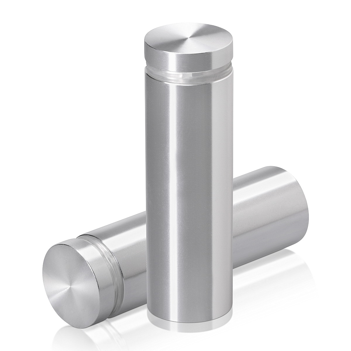 7/8'' Diameter X 2-1/2'' Barrel Length, Aluminum Flat Head Standoffs, Shiny Anodized Finish Easy Fasten Standoff (For Inside / Outside use) Tamper Proof Standoff [Required Material Hole Size: 7/16'']