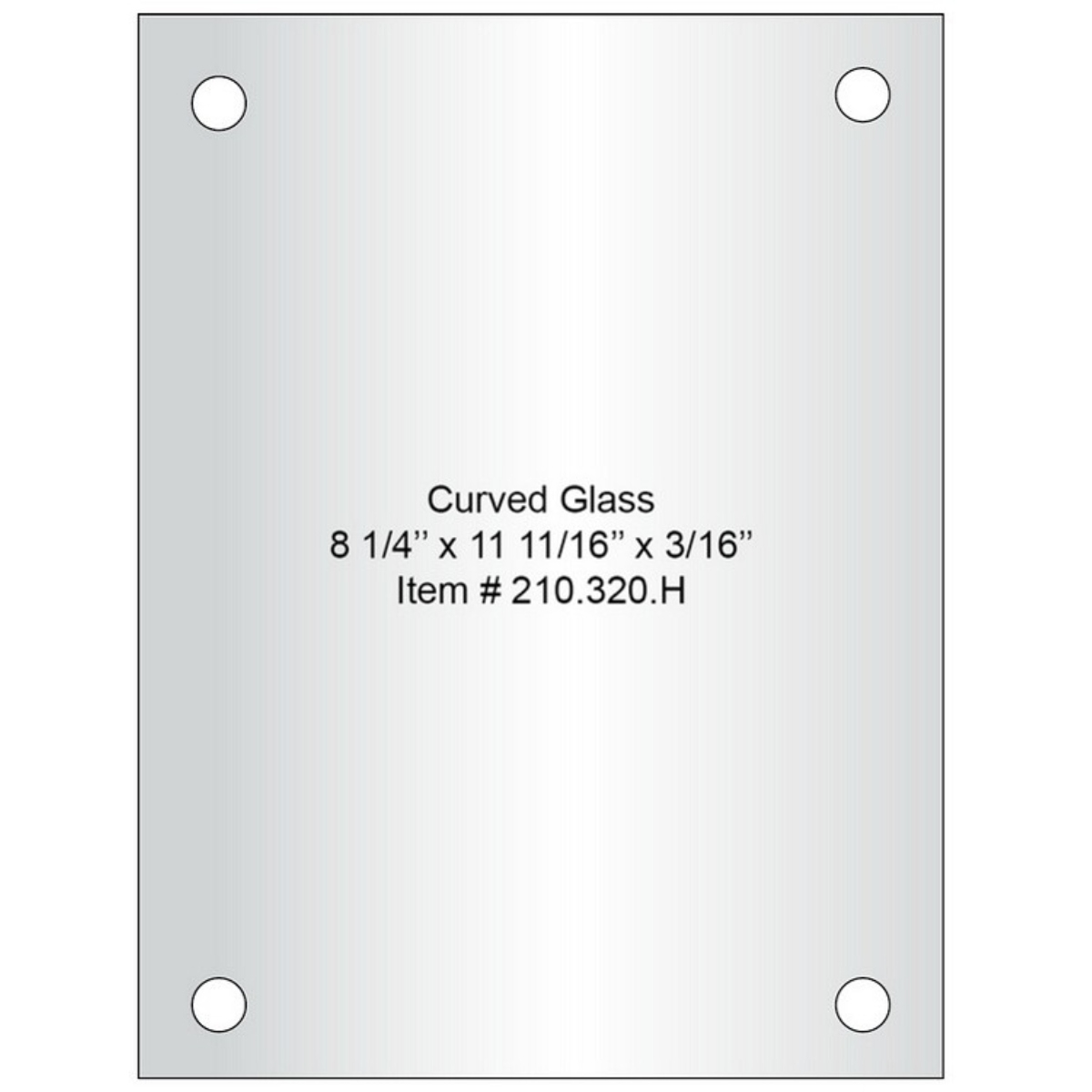 Pair of Curved Glass 8 1/4'' x 11 11/16'', 4 pre-drilled 3/8 holes