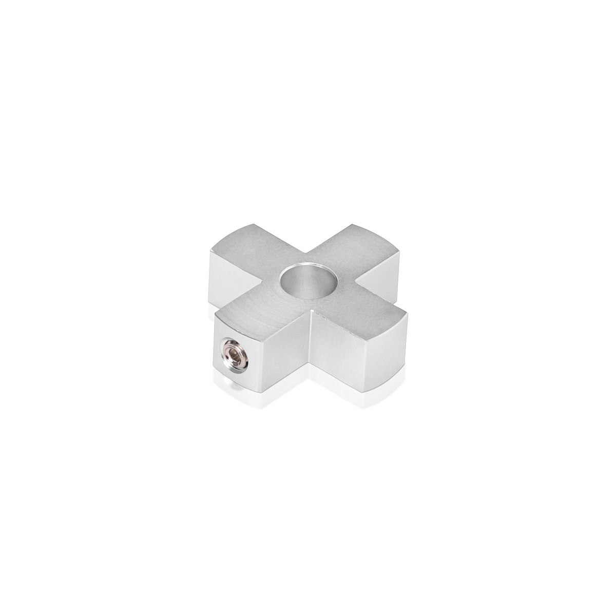 4-Way Standoffs Hub, Diameter: 1 1/4'', Thickness: 3/8'', Clear Anodized Aluminum [Required Material Hole Size: 7/16'']