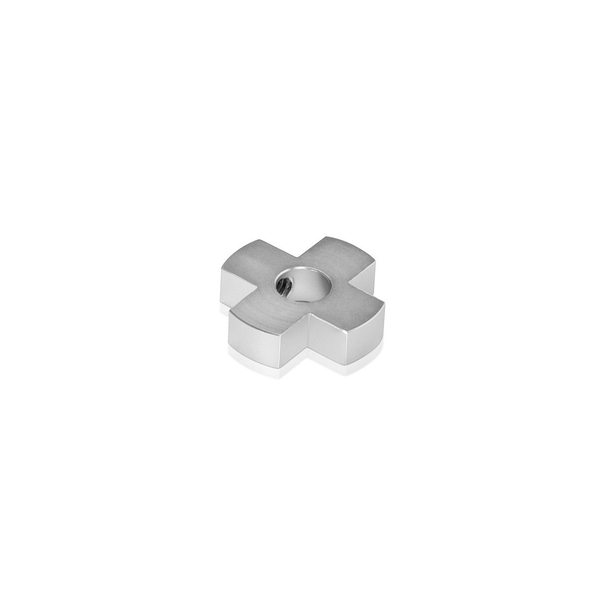 4-Way Standoffs Hub, Diameter: 1'', Thickness: 1/4'', Clear Anodized Aluminum [Required Material Hole Size: 7/16'']