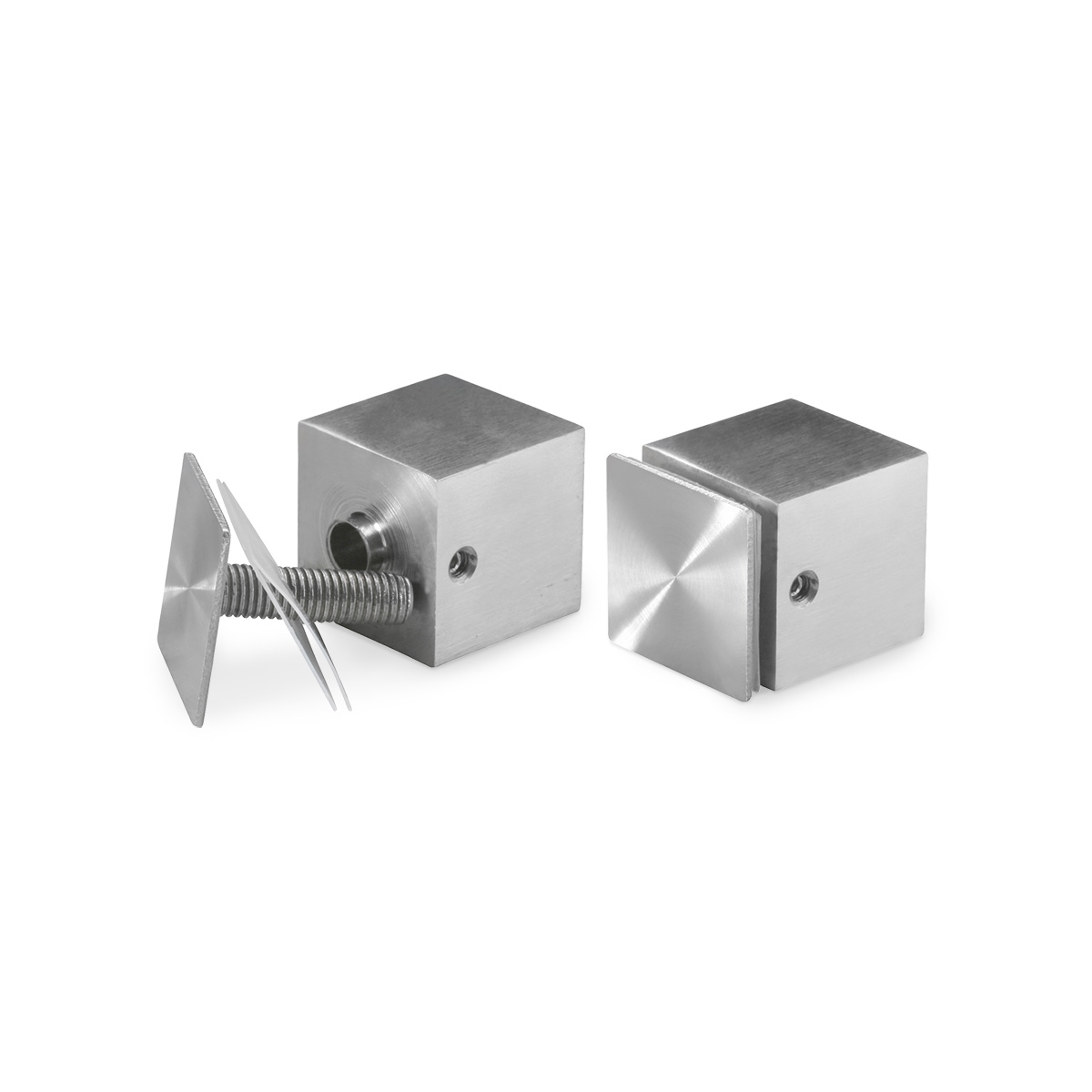 1-3/16'' x 1-3/16''  Stainless Steel Square Standof Satin Brushed Finish (for Indoor Use) [Required Material Hole Size: 3/8'']