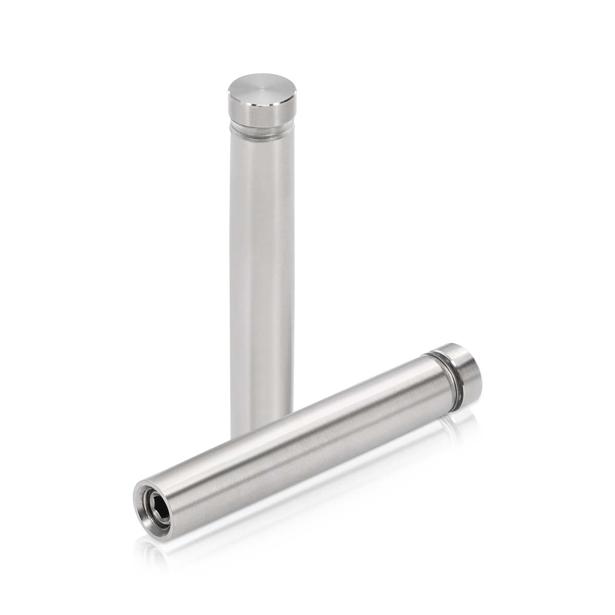 1/2'' Diameter X 2-1/2'' Barrel Length, Hollow Stainless Steel Brushed Finish. Easy Fasten Standoff (For Inside Use Only) [Required Material Hole Size: 3/8'']