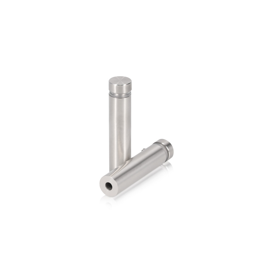 1/2'' Diameter X 1-3/4'' Barrel Length, (316 Marine Grade) Stainless Steel Brushed Finish. Easy Fasten Standoff (For Inside / Outside use) [Required Material Hole Size: 3/8'']