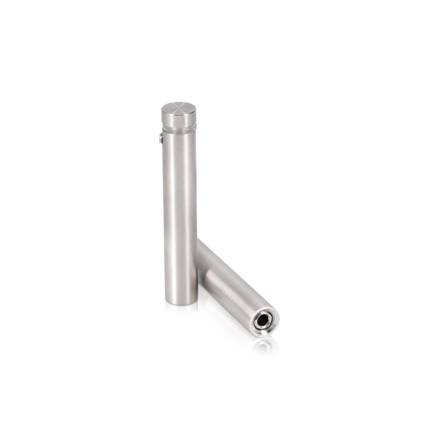 (Set of 4) 1/2'' Dia. X 2-1/2'' Barrel Length, (316 Marine Grade) Stainless Steel Brushed Finish. Easy Fasten Standoff with (4) 2208Z Screw and (4) LANC1 Anchor for concrete/drywall and (1) M4 Allen Key (For  In/Out use) [Req. Mat. Hole Size: 3/8'']