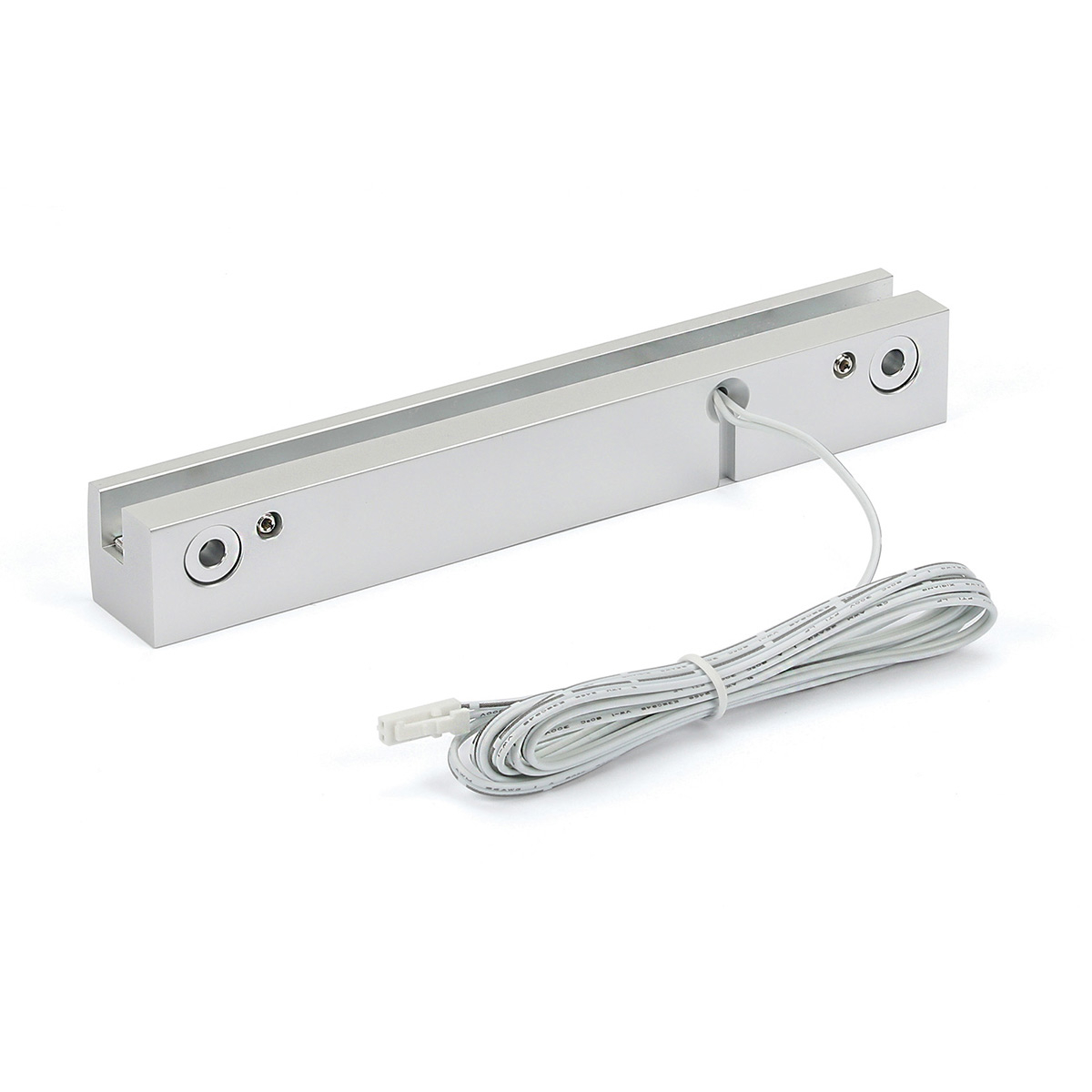 BLUE LED Sign Clamp in 4 3/4'' (120 mm) length X 1'' (25.4 mm) Silver satin aluminum finish.Mount Kit Supports Signs Up To 5/16'' Thick, Wall Mount, Low Voltage transformer included.