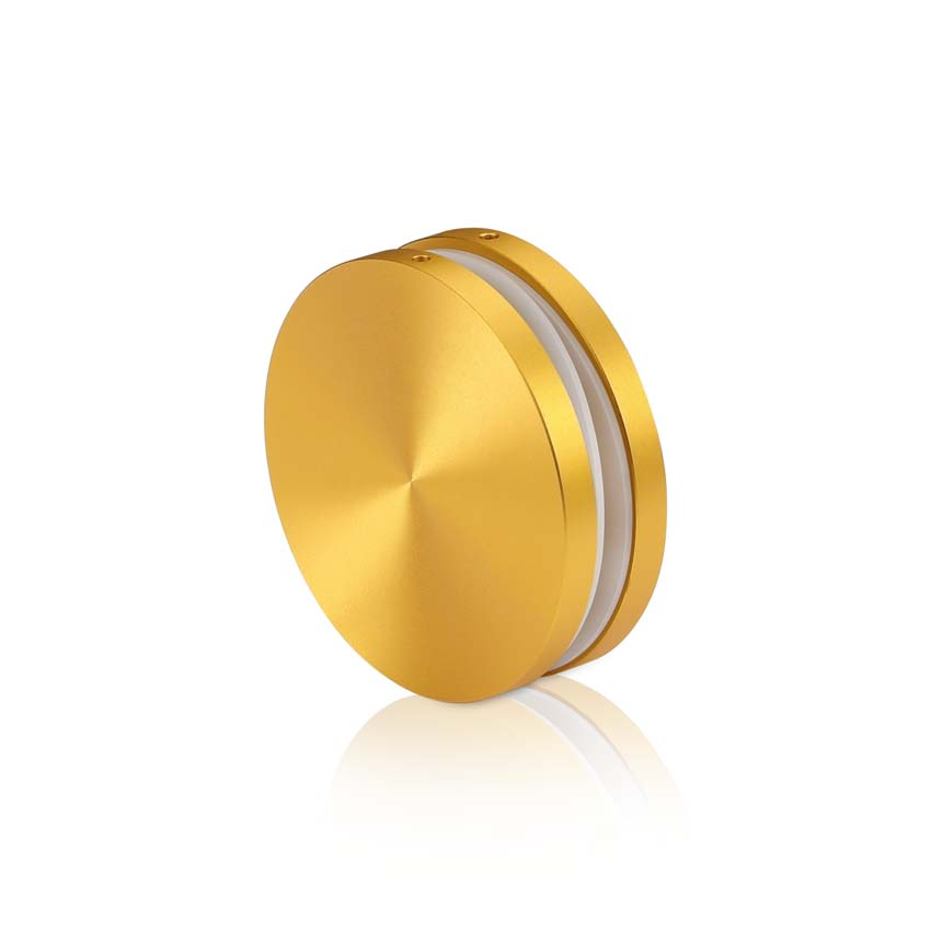 2'' Diameter Gold Anodized Aluminum, Mini Mall Front Clamp (Material Thickness Accepted: 1/4'' to 1/2'')