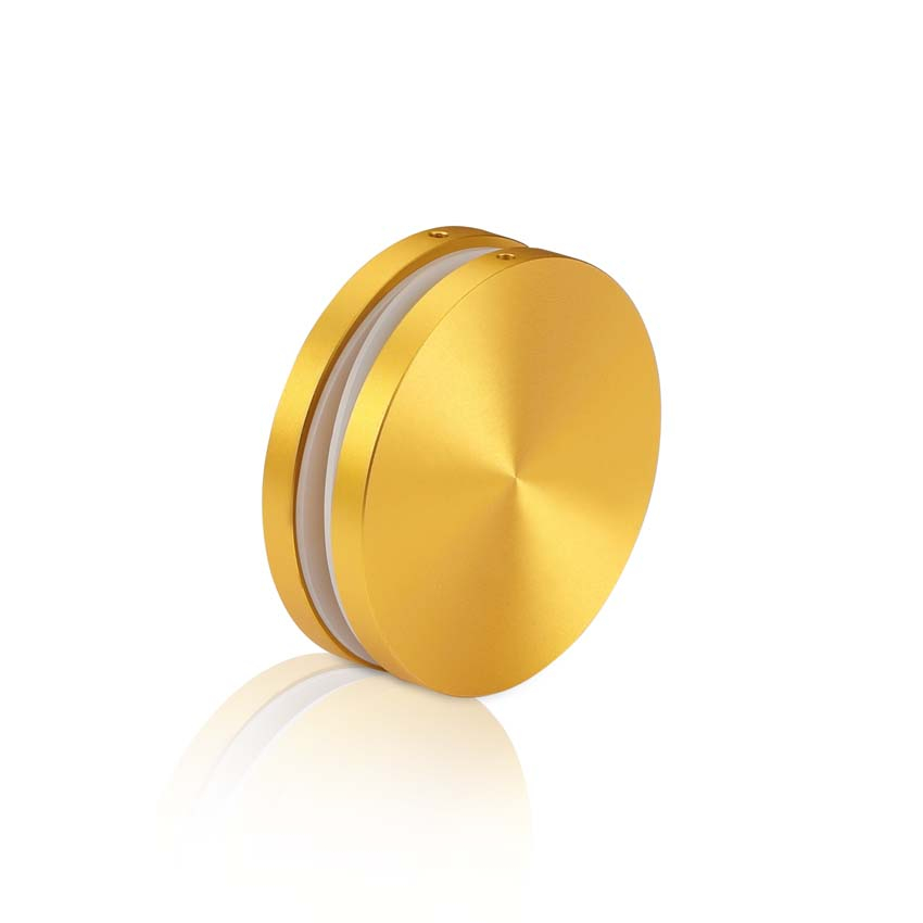 2'' Diameter Gold Anodized Aluminum, Mini Mall Front Clamp (Material Thickness Accepted: 1/4'' to 1/2'')