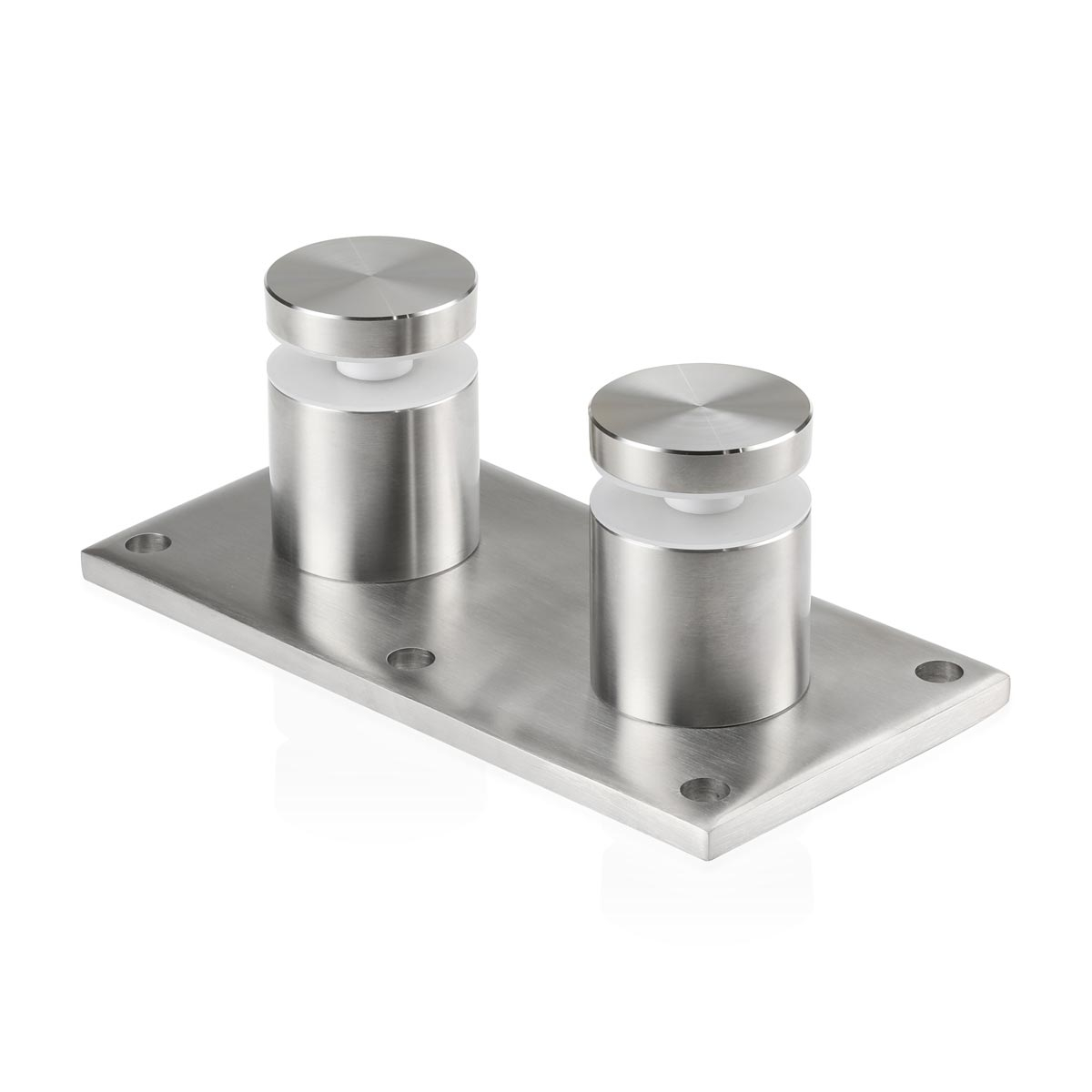 316 Brushed Stainless Steel Standard 2'' Glass Rail Standoff Fitting with Mounting Plate [Required Material Hole Size: 3/4''']