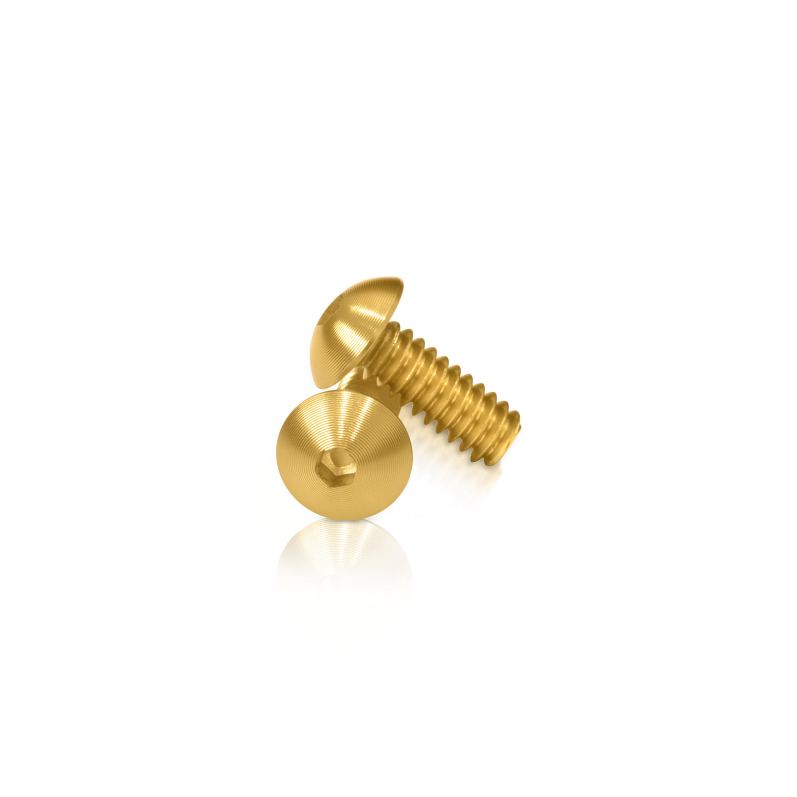 Low Profile Gold Anodized Aluminum Bolt 10-24 Thread, Length 1/2'', 3/32'' Hex Broach