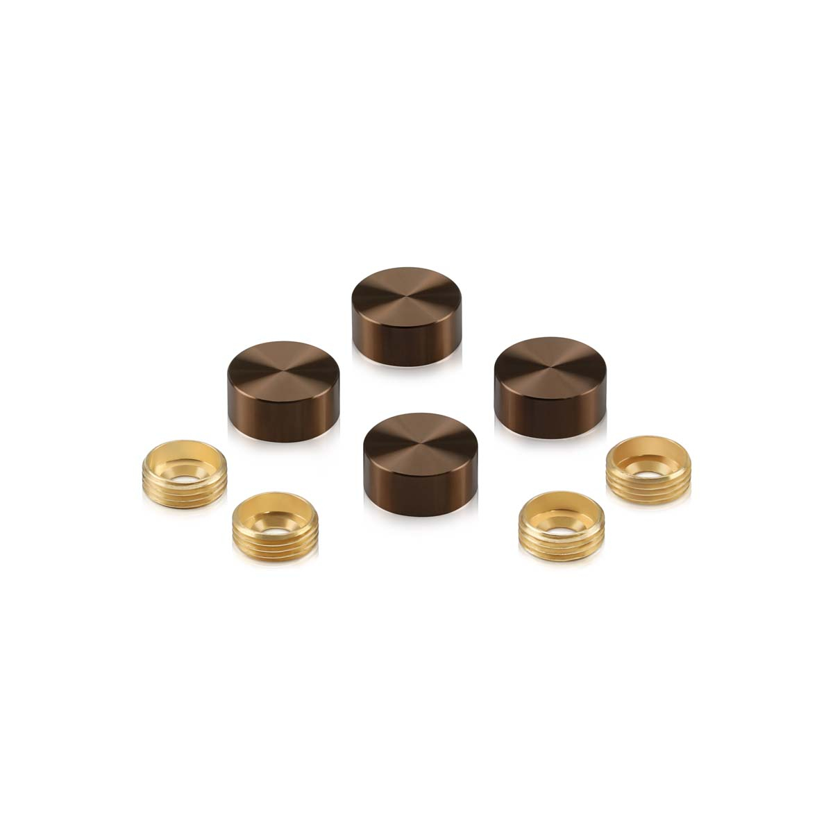 Set of 4 Screw Cover, Diameter: 5/8'', Aluminum Bronze Anodized Finish (Indoor or Outdoor Use), Special for 3/16'' Diameter TAPCON Screw Slotted Hex (TAPCON Screw Sold Separatly)