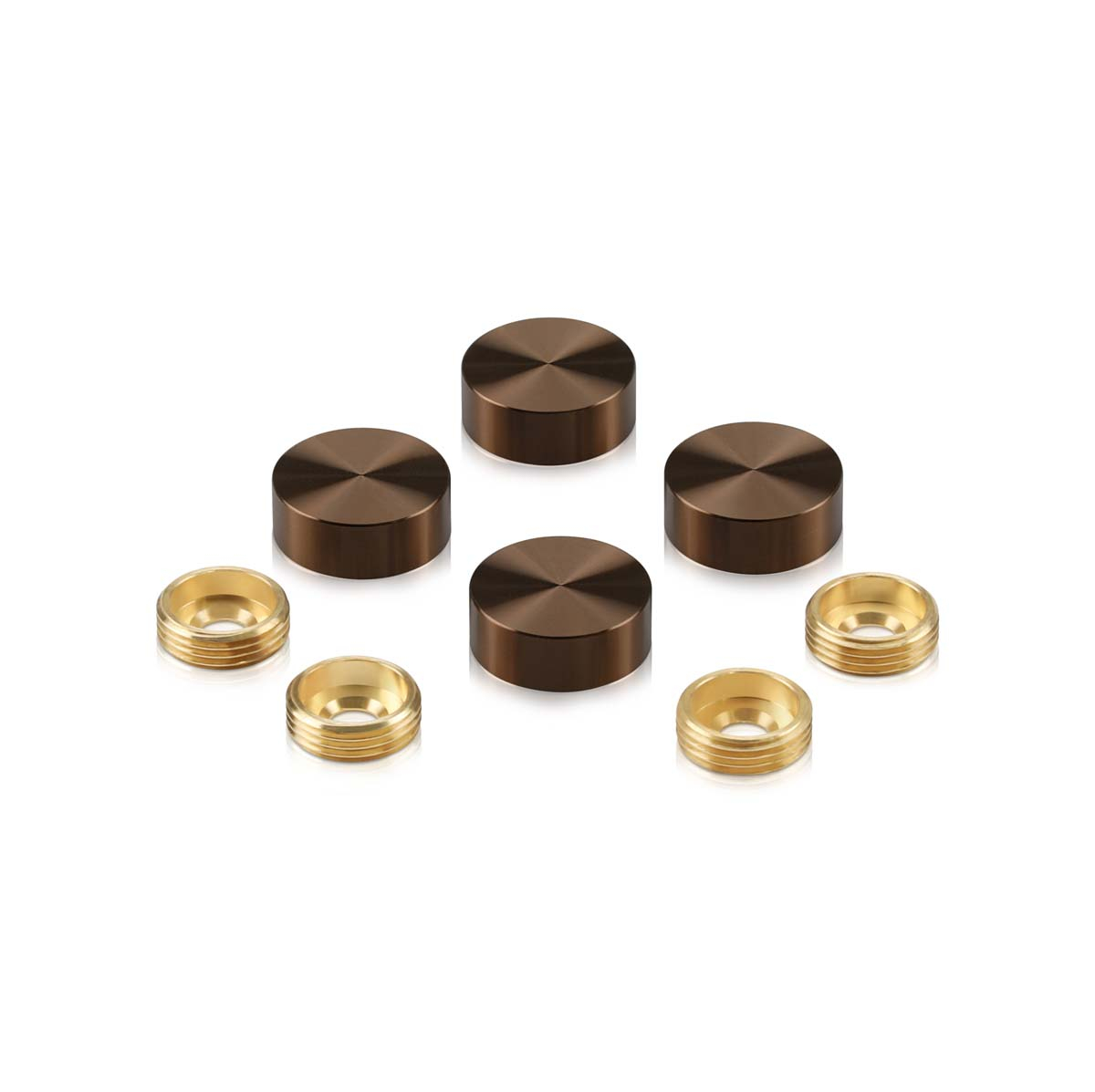 Set of 4 Screw Cover, Diameter: 3/4'', Aluminum Bronze Anodized Finish (Indoor or Outdoor Use), Special for 3/16'' Diameter TAPCON Screw Slotted Hex (TAPCON Screw Sold Separatly)