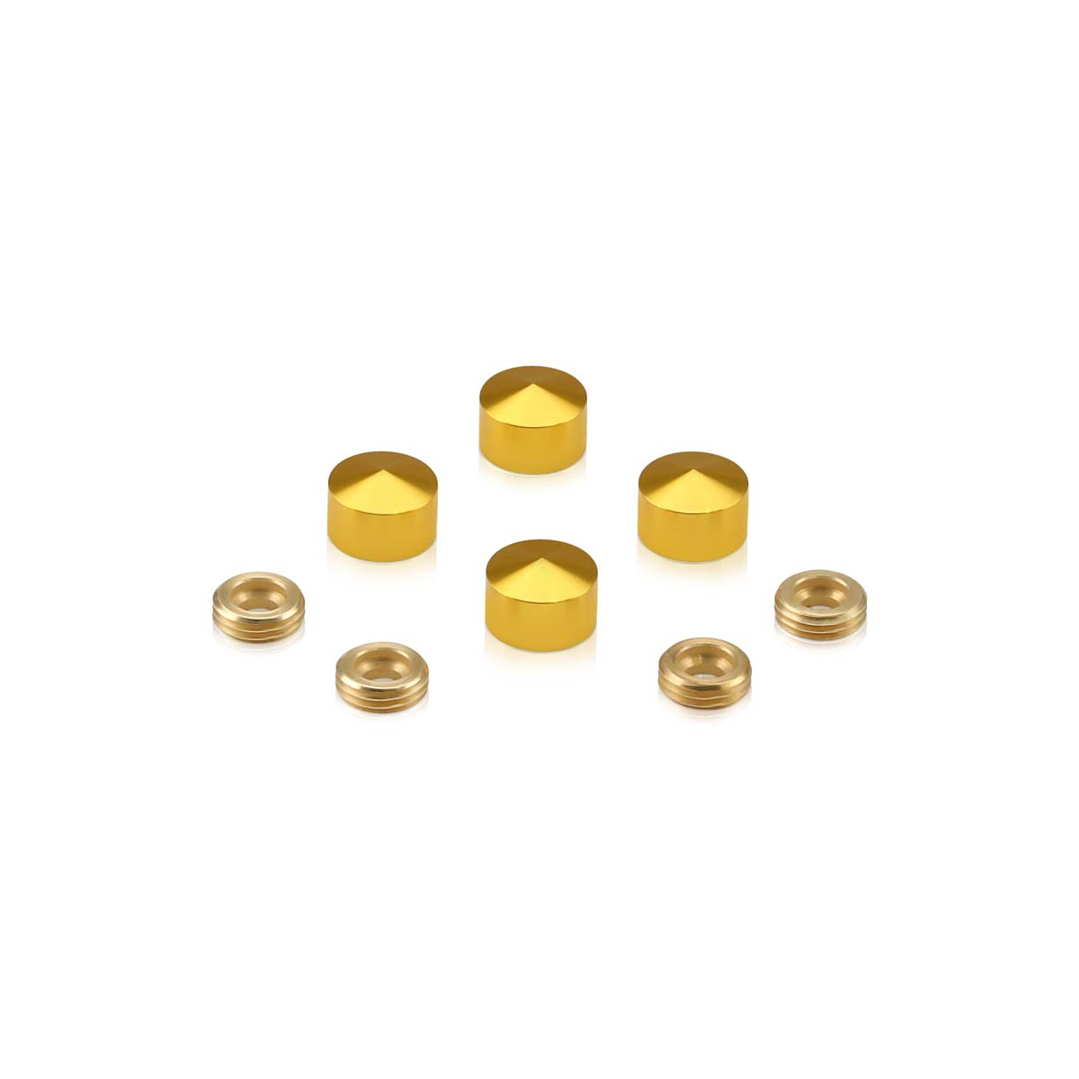 Set of 4 Conical Screw Cover, Diameter: 1/2'', Aluminum Gold Anodized Finish (Indoor or Outdoor Use)