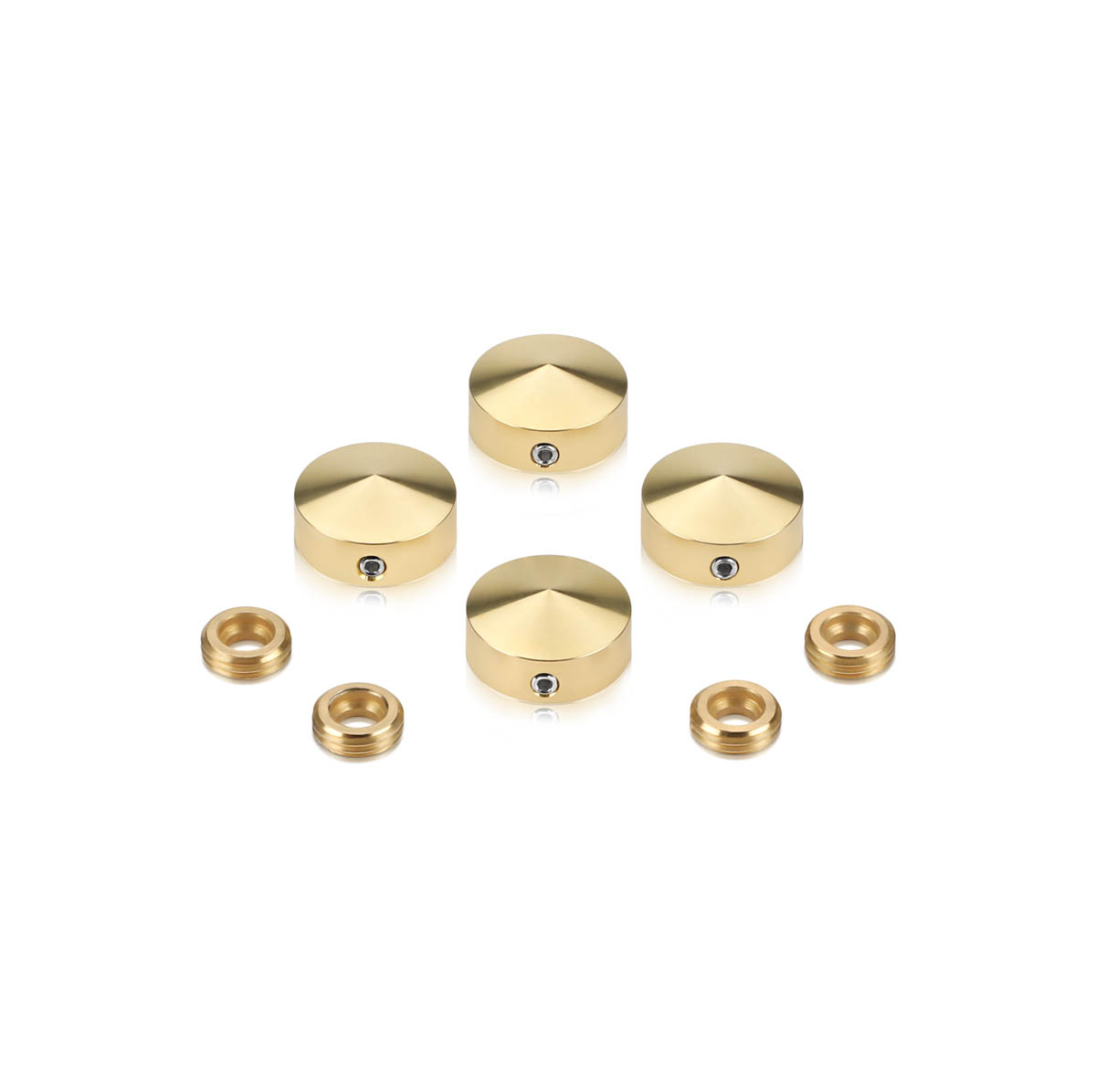 Set of 4 Conical Locking Screw Cover, Diameter: 11/16'' (Less 3/4'') Brass Plain Finish (Indoor or Outdoor Use, but for outdoor use Brass will come darker if no varnish applied)