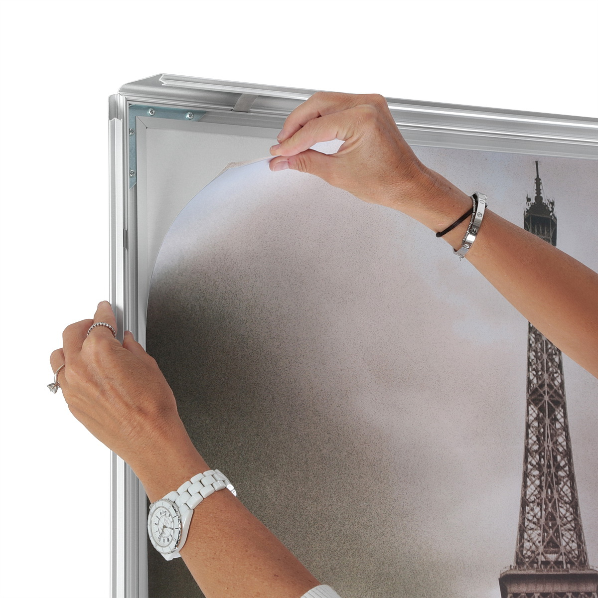 Aluminum Front Load Easy Snap Wall Poster Frame, Silver, 1.25'' profile,  24''x36''