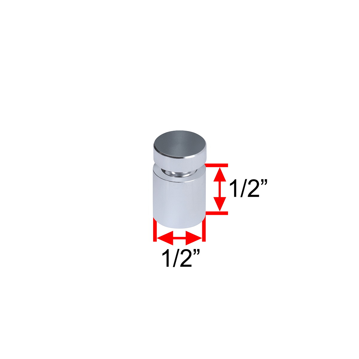 (Set of 4) 1/2'' Diameter X 1/2'' Barrel Length, Affordable Aluminum Standoffs, Silver Anodized Finish Standoff and (4) 2208Z Screw and (4) ANC1 Anchor for concrete/drywall (For Inside/Outside) [Required Material Hole Size: 3/8'']