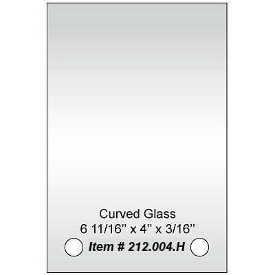 Pair of Curved Glass 4'' x 6 3/4'', 2 pre-drilled 3/8'' hole shorter side