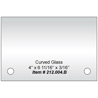 Pair of Curved Glass 6 3/4'' x 4'', 2 pre-drilled 3/8'' holes on long side