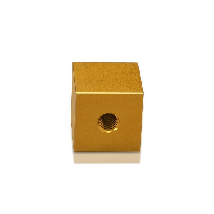 5/16-18 Threaded Barrels Square 3/4'', Length: 1'', Gold Anodized [Required Material Hole Size: 3/8'' ]
