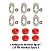Button Fix Type 1 Metal Fix Bracket Fixing with Stainless Steel Retaining Spring for Fire Retardant Panels, Marine Interiors, Vibration & Shock Tested + Marker Tools x6 + 6 Marker Tool's