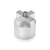 4-Way Standoffs Hub, Diameter: 1 1/2'', Thickness: 1/2'', Clear Anodized Aluminum [Required Material Hole Size: 7/16'']