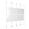 (8) 11'' Width x 17'' Height Clear Acrylic Frame & (8) Ceiling-to-Floor Aluminum Clear Anodized Cable Systems with (32) Single-Sided Panel Grippers