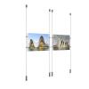 (2) 11'' Width x 8-1/2'' Height Clear Acrylic Frame & (4) Ceiling-to-Floor Aluminum Clear Anodized Cable Systems with (8) Single-Sided Panel Grippers