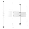 (3) 11'' Width x 8-1/2'' Height Clear Acrylic Frame & (6) Ceiling-to-Floor Aluminum Clear Anodized Cable Systems with (12) Single-Sided Panel Grippers