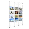 (12) 11'' Width x 8-1/2'' Height Clear Acrylic Frame & (6) Ceiling-to-Floor Aluminum Clear Anodized Cable Systems with (48) Single-Sided Panel Grippers
