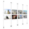 (8) 11'' Width x 8-1/2'' Height Clear Acrylic Frame & (8) Ceiling-to-Floor Aluminum Clear Anodized Cable Systems with (32) Single-Sided Panel Grippers