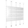 (16) 11'' Width x 8-1/2'' Height Clear Acrylic Frame & (8) Ceiling-to-Floor Aluminum Clear Anodized Cable Systems with (64) Single-Sided Panel Grippers
