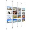 (16) 11'' Width x 8-1/2'' Height Clear Acrylic Frame & (8) Ceiling-to-Floor Aluminum Clear Anodized Cable Systems with (64) Single-Sided Panel Grippers