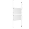 (2) 17'' Width x 11'' Height Clear Acrylic Frame & (2) Ceiling-to-Floor Aluminum Clear Anodized Cable Systems with (8) Single-Sided Panel Grippers