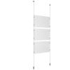 (3) 17'' Width x 11'' Height Clear Acrylic Frame & (2) Ceiling-to-Floor Aluminum Clear Anodized Cable Systems with (12) Single-Sided Panel Grippers