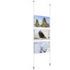 (3) 17'' Width x 11'' Height Clear Acrylic Frame & (2) Ceiling-to-Floor Aluminum Clear Anodized Cable Systems with (12) Single-Sided Panel Grippers