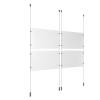 (4) 17'' Width x 11'' Height Clear Acrylic Frame & (4) Ceiling-to-Floor Aluminum Clear Anodized Cable Systems with (16) Single-Sided Panel Grippers