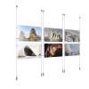 (6) 17'' Width x 11'' Height Clear Acrylic Frame & (6) Ceiling-to-Floor Aluminum Clear Anodized Cable Systems with (24) Single-Sided Panel Grippers