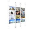 (12) 17'' Width x 11'' Height Clear Acrylic Frame & (6) Ceiling-to-Floor Aluminum Clear Anodized Cable Systems with (48) Single-Sided Panel Grippers