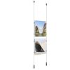 (2) 8-1/2'' Width x 11'' Height Clear Acrylic Frame & (2) Ceiling-to-Floor Aluminum Clear Anodized Cable Systems with (8) Single-Sided Panel Grippers