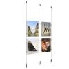 (4) 8-1/2'' Width x 11'' Height Clear Acrylic Frame & (4) Ceiling-to-Floor Aluminum Clear Anodized Cable Systems with (16) Single-Sided Panel Grippers