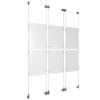 (6) 11'' Width x 17'' Height Clear Acrylic Frame & (6) Wall-to-Wall Aluminum Clear Anodized Cable Systems with (24) Single-Sided Panel Grippers